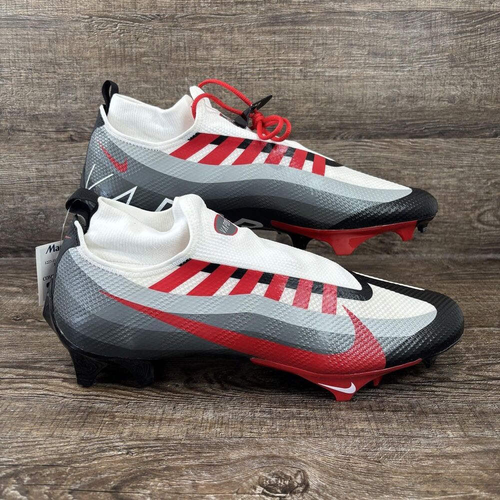 Nike Vapor Edge Pro 360 TB Shoes Men's 13 White Red Gray Football Cleats Low Top